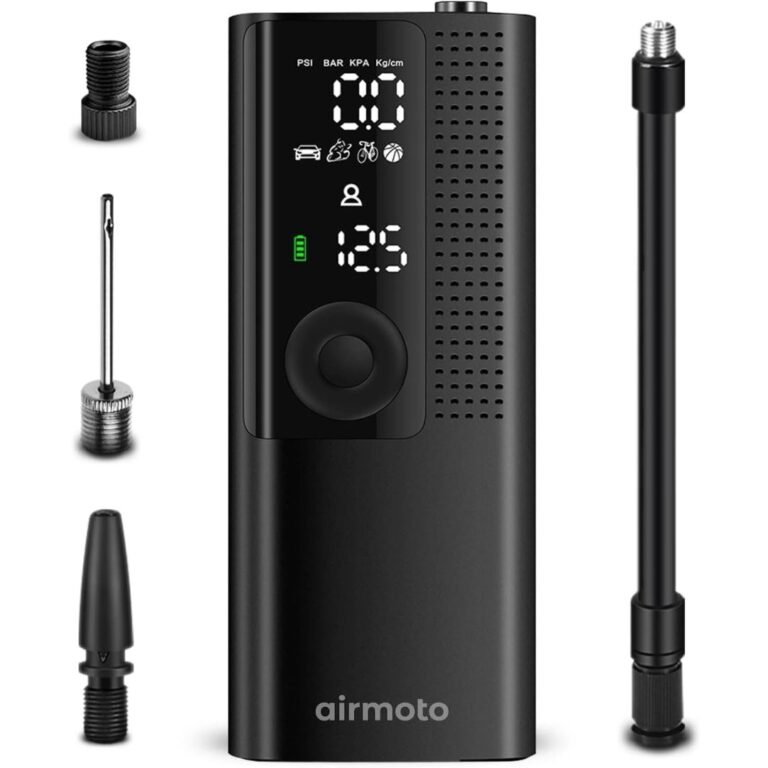 Airmoto Tire Inflator Portable Air Compressor - Air Pump for Car Tires with Tire Pressure Gauge