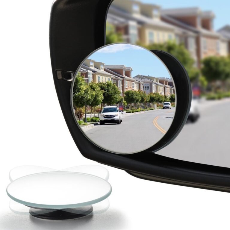 LivTee Blind Spot Mirror, 2 Inch Round HD Glass Frameless Convex Rear View Mirrors Exterior Accessories with Wide Angle Adjustable Stick for Car SUV and Trucks, Pack of 2