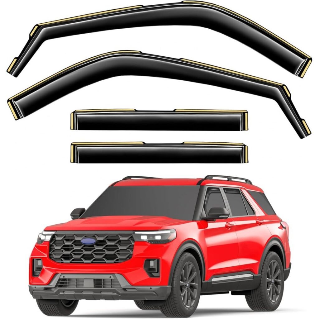 Window Rain Guards Fit for Ford Explorer 2020 2021 2022 2023 2024 2025 Extra Durable Window Visors Window Deflectors Vent Visors Vent Shades Car Accessories
